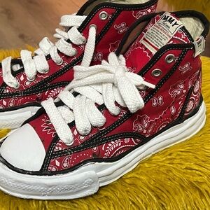Maison Mihara Yasuhiro Peterson OG Sole Canvas Bandana High-top Sneakers Red 42